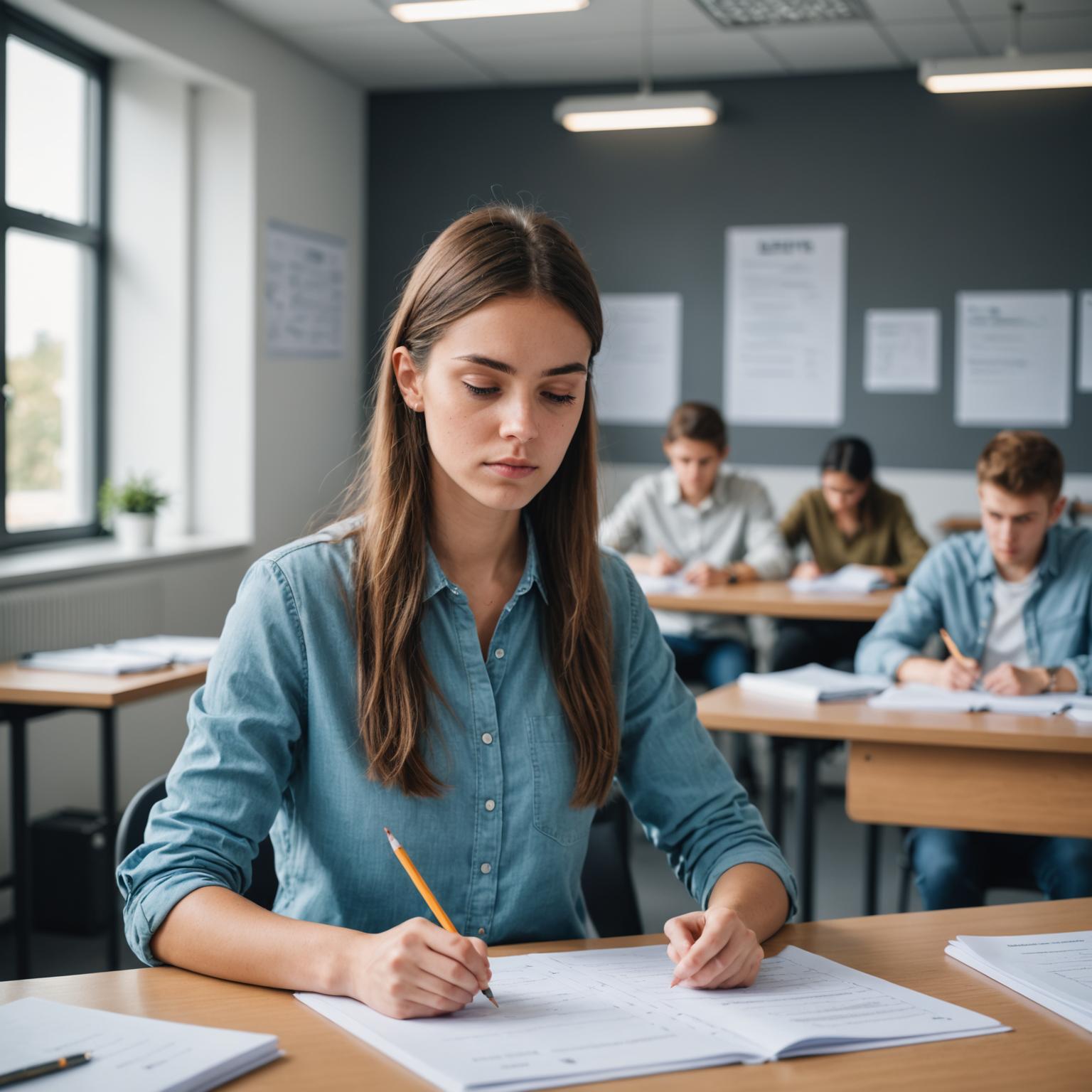 Student preparing for IELTS examination