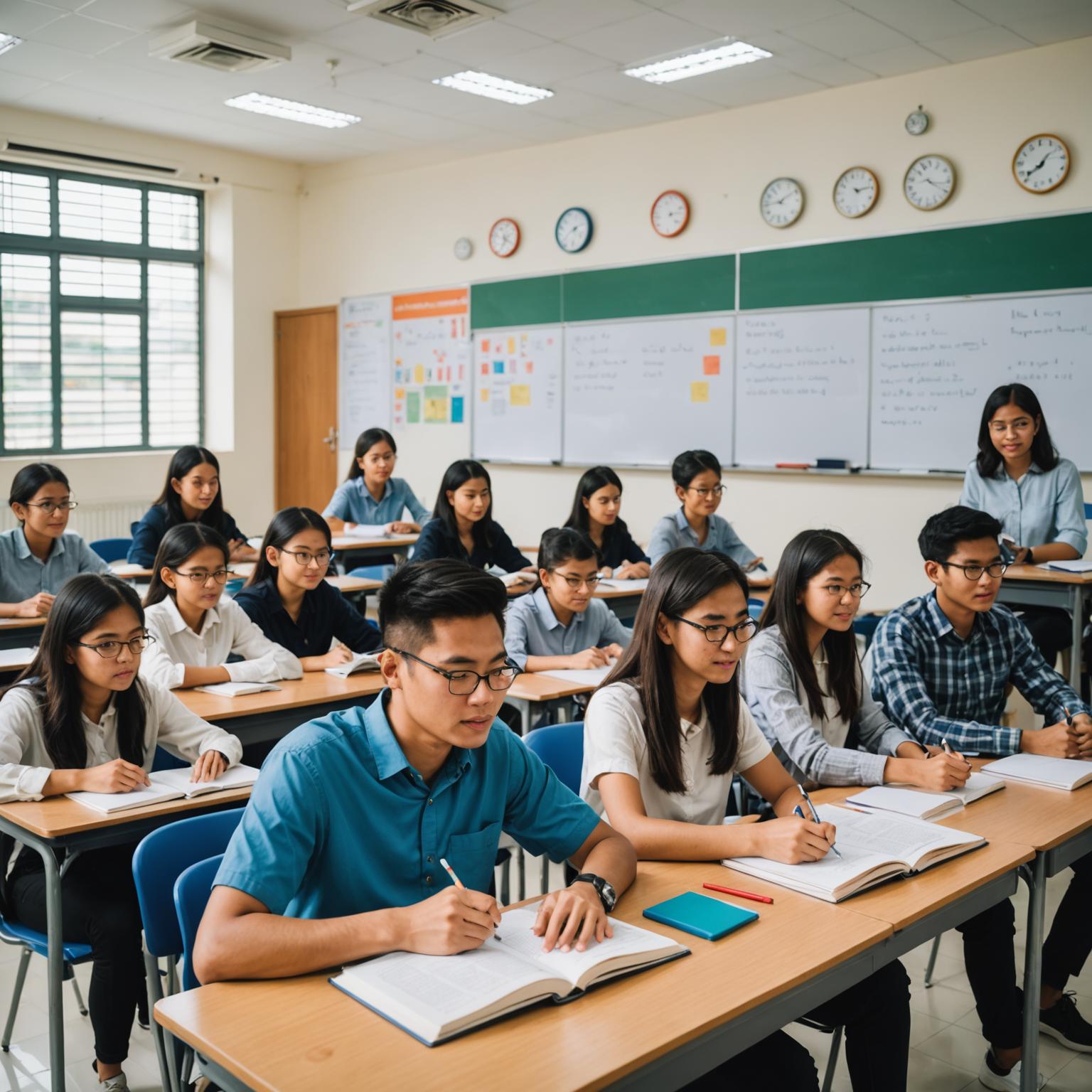 General English classroom session with international students