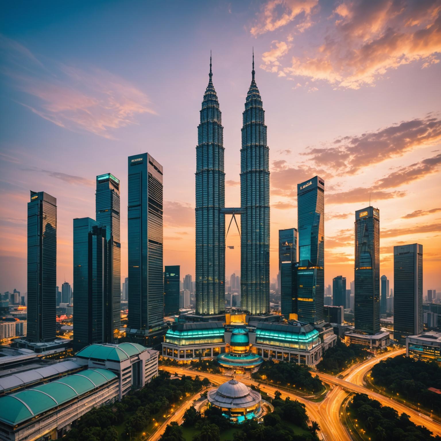 Kuala Lumpur skyline featuring the Petronas Twin Towers and modern cityscape