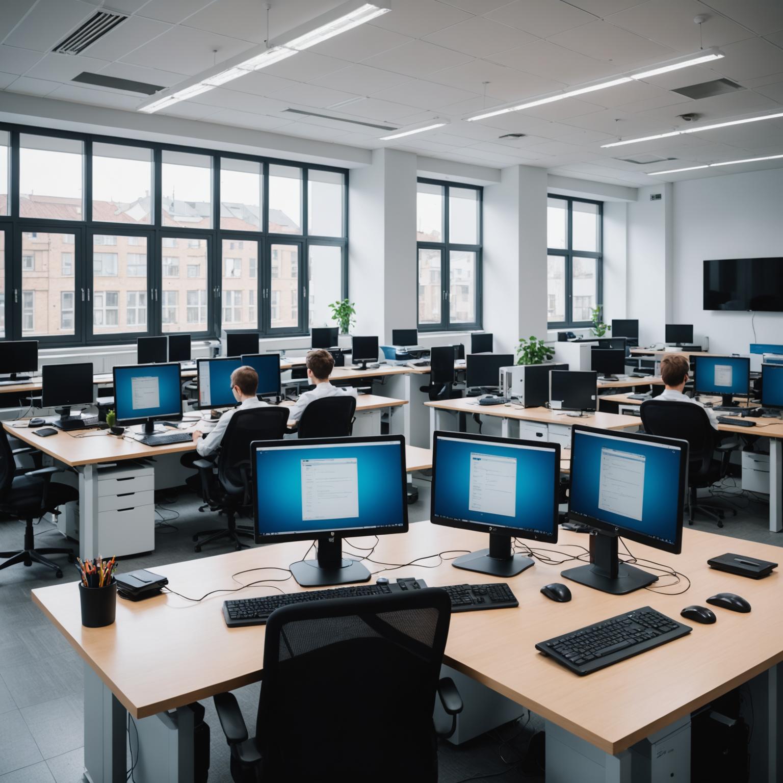 Digital learning lab with modern workstations